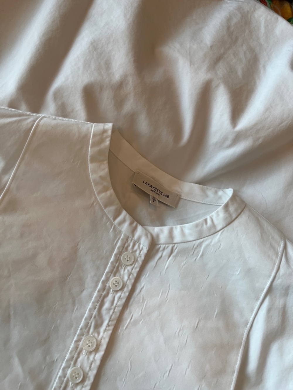 Lafayette 148 New York White Bib-Front Cotton Dress Size Medium - Picture 9 of 10